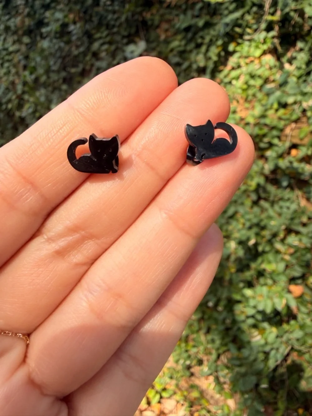 Black Cat Enamel Stud Earrings - Cute Cat Pet Jewelry